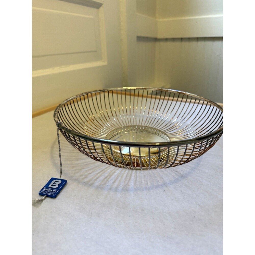 Vintage Italian Silverplate Wire Basket Bowl 10” Mid Century Modern Decor